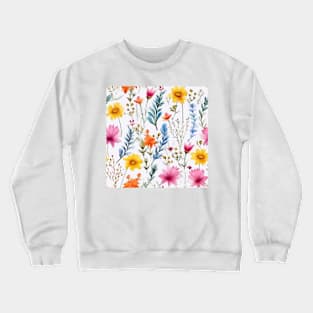 Watercolor Assorted Wildflowers Pattern 3 Crewneck Sweatshirt